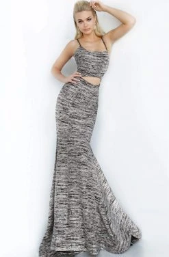 Jovani - 1129 Sleeveless Front Cutout Glitter Stretch Mermaid Gown Formal Gowns