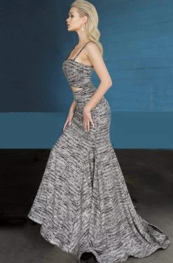 Jovani - 1129 Sleeveless Front Cutout Glitter Stretch Mermaid Gown Formal Gowns