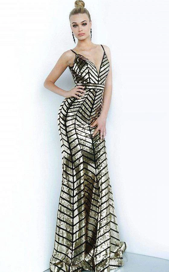 Formal Gowns Jovani - 2244 Geometric Sequin Plunging V-Neck Gown 3 Formal Gowns Jovani - 2244 Geometric Sequin Plunging V-Neck Gown