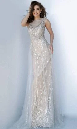 Jovani - 2352 Beaded Bateau Sheath Dress Formal Gowns