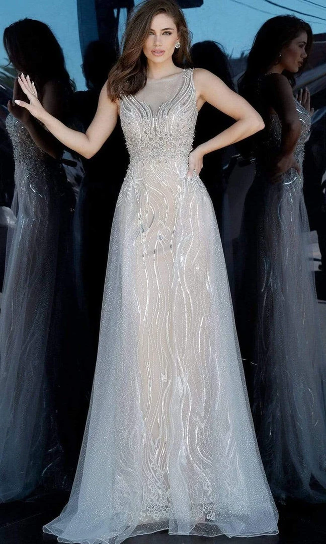 Jovani - 2352 Beaded Bateau Sheath Dress Formal Gowns 5 Jovani - 2352 Beaded Bateau Sheath Dress Formal Gowns