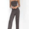 Jovani - 3259 Metallic Strapless Straight-Across Jumpsuit Long Dresses