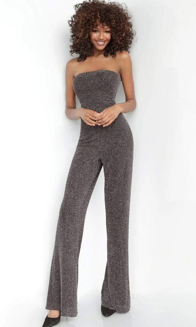Jovani - 3259 Metallic Strapless Straight-Across Jumpsuit Long Dresses 3 Jovani - 3259 Metallic Strapless Straight-Across Jumpsuit Long Dresses