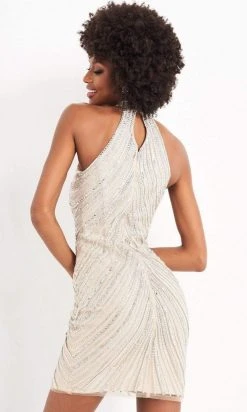 Jovani - 3834 Embellished Halter Neck Cocktail Dress Cocktail Dresses