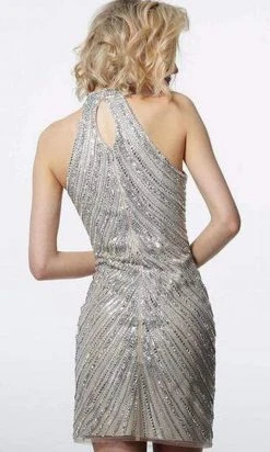 Jovani - 3834 Embellished Halter Neck Cocktail Dress Cocktail Dresses