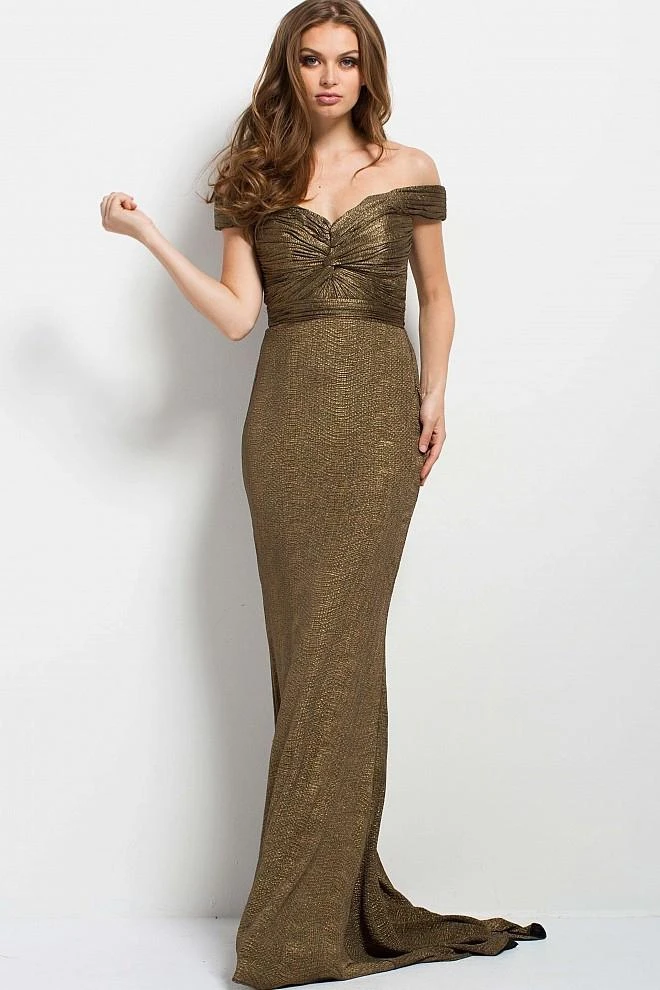 Formal Gowns Jovani - 45156 Ruched Off-Shoulder Sheath Dress 4 Formal Gowns Jovani - 45156 Ruched Off-Shoulder Sheath Dress
