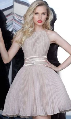 Cocktail Dresses Jovani - 4664 Pleated Halter A-Line Cocktail Dress