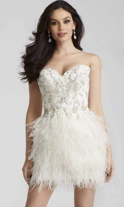 Jovani - 50122 Embellished Sweetheart Feathered Dress