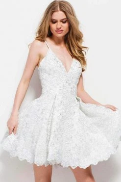 Cocktail Dresses Jovani - 51788 Dainty Spaghetti Straps Short Dress