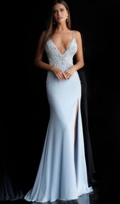 Jovani - 54927 Sleeveless Embellished Deep V-neck Trumpet Dress