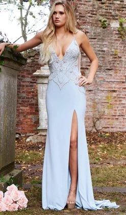 Jovani - 54927 Sleeveless Embellished Deep V-neck Trumpet Dress 10 Jovani - 54927 Sleeveless Embellished Deep V-neck Trumpet Dress