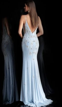 Jovani - 54927 Sleeveless Embellished Deep V-neck Trumpet Dress 9 Jovani - 54927 Sleeveless Embellished Deep V-neck Trumpet Dress