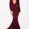 Jovani - 55791 Plunging Stretch Glitter Jersey Trumpet Dress Formal Gowns