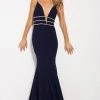 Jovani - 58549 Embellished Deep V-neck Trumpet Dress Formal Gowns