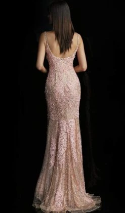 Formal Gowns Jovani - 59056 Lace Appliqued V-Neck Gown 5 Formal Gowns Jovani - 59056 Lace Appliqued V-Neck Gown