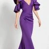 Jovani - 61518 Deep V-neck Scuba Trumpet Dress Formal Gowns