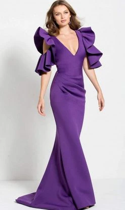 Jovani - 61518 Deep V-neck Scuba Trumpet Dress Formal Gowns