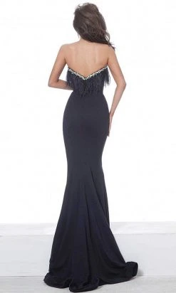 Formal Gowns Jovani - 63892 Strapless Feather-Fringed Long Mermaid Gown