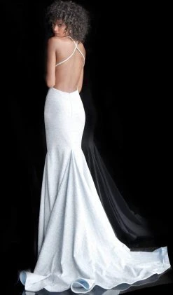 Jovani - 65416 Sleeveless Open Back Glitter Jersey Mermaid Gown