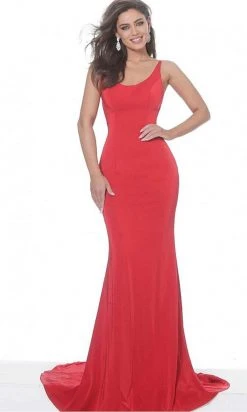 Jovani - 66087 Scoop Neck Long Mermaid Evening Dress