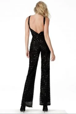 Jovani - 66794 Halter Beaded Jumpsuit