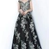 Jovani - 66883 Embroidered Wide V-neck Ballgown Formal Gowns 2 Jovani - 66883 Embroidered Wide V-neck Ballgown Formal Gowns