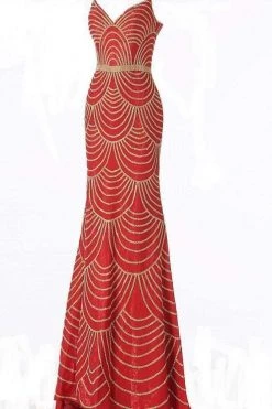 Jovani - 66967 Embellished Plunging Sweetheart Trumpet Dress Formal Gowns