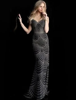 Jovani - 66967 Embellished Plunging Sweetheart Trumpet Dress Formal Gowns