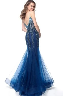Jovani - 67034 Jewel Beaded Tulle V Neck Mermaid Dress Formal Gowns 5 Jovani - 67034 Jewel Beaded Tulle V Neck Mermaid Dress Formal Gowns