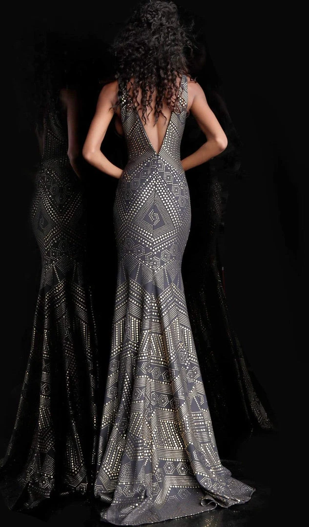 Formal Gowns Jovani - 67844 Embellished Deep V-neck Mermaid Dress With Train 4 Formal Gowns Jovani - 67844 Embellished Deep V-neck Mermaid Dress With Train