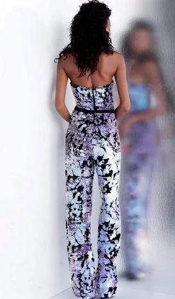 Jovani - 67849 Strapless Sequined Fitted Jumpsuit Formal Gowns