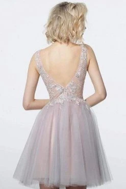 Cocktail Dresses Jovani - Applique A-Line Cocktail Dress 3939SC - 1 Pc Blush In Size 00 Available