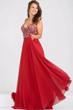 JVN By Jovani Jovani - Beaded Bodice Open Back Chiffon Dress JVN33701