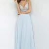 JVN By Jovani Jovani - Beaded V- Neck Chiffon Dress JVN4410SC - 1 Pc Off White In Size 8 Available
