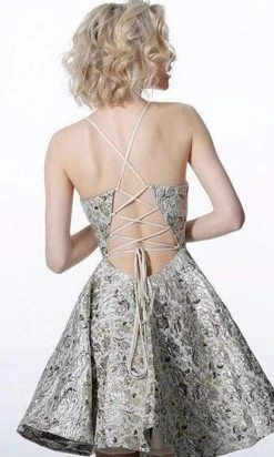 JVN By Jovani Cocktail Dresses Jovani - Deep V-neck A-line Dress With A Strappy Back JVN3821SC - 1 Pc Blue In Size 0 Available 9 JVN By Jovani Cocktail Dresses Jovani - Deep V-neck A-line Dress With A Strappy Back JVN3821SC - 1 Pc Blue In Size 0 Available