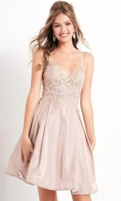 JVN By Jovani Jovani - Embroidered Bodice A-Line Dress JVN04010SC - 1 Pc Nude In Size 0 Available