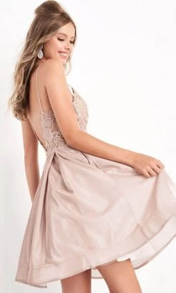 JVN By Jovani Jovani - Embroidered Bodice A-Line Dress JVN04010SC - 1 Pc Nude In Size 0 Available