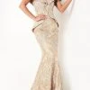 Formal Gowns Jovani - Embroidered Peplum Evening Gown 02762SC - 1 Pc Gold In Size 18 Available