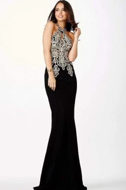 JVN By Jovani Jovani - Halter Fitted Embellished Bodice Long Dress JVN33691