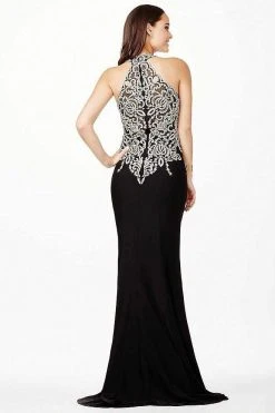 JVN By Jovani Jovani - Halter Fitted Embellished Bodice Long Dress JVN33691