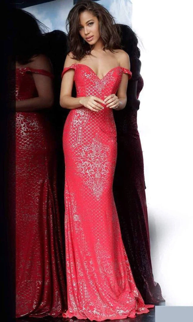 JVN By Jovani Formal Gowns Jovani - Intricate Off Shoulder Long Gown JVN60139SC - 1 Pc Blush In Size 4 Available 6 JVN By Jovani Formal Gowns Jovani - Intricate Off Shoulder Long Gown JVN60139SC - 1 Pc Blush In Size 4 Available