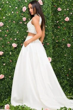 Jovani Bridal Formal Gowns Jovani - JB47708 Two Piece Beaded Crop Top Wedding Dress