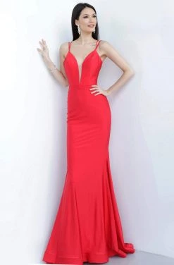 JVN By Jovani Jovani - JVN00902 Sleeveless Deep V-neck Trumpet Dress