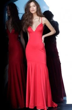 JVN By Jovani Jovani - JVN00964 Plunging V-neck Trumpet Dress