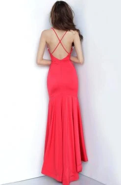 JVN By Jovani Jovani - JVN00964 Plunging V-neck Trumpet Dress