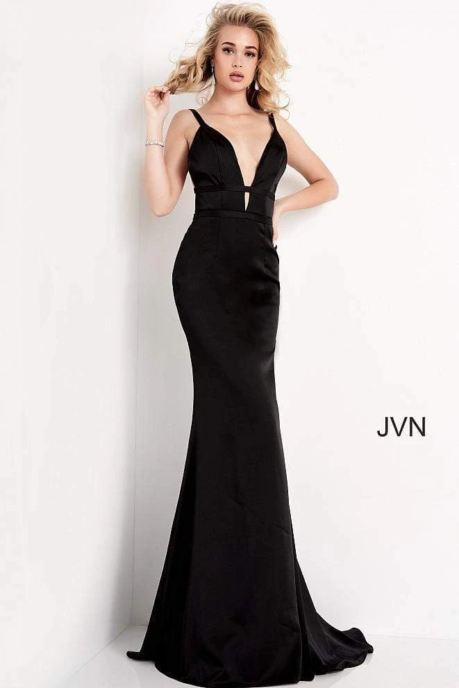JVN By Jovani Jovani - JVN02044 Deep V-neck Trumpet Dress With Cutouts And Train 7 JVN By Jovani Jovani - JVN02044 Deep V-neck Trumpet Dress With Cutouts And Train