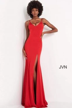 JVN By Jovani Jovani - JVN02071 Plunging V-neck Fit And Flare Dress Formal Gowns 12 JVN By Jovani Jovani - JVN02071 Plunging V-neck Fit And Flare Dress Formal Gowns