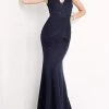 JVN By Jovani Jovani - JVN02310 Embroidered Plunging V Neck Trumpet Dress