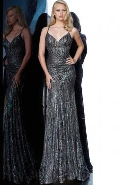 JVN By Jovani Jovani - JVN02432 Embellished Deep V-neck Trumpet Dress 7 JVN By Jovani Jovani - JVN02432 Embellished Deep V-neck Trumpet Dress