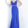 JVN By Jovani Jovani - JVN02713 Ruched Bodice High Slit Long Gown Formal Gowns